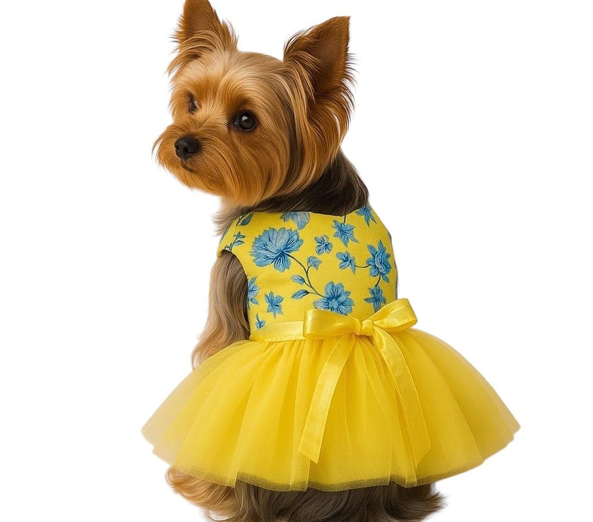 VESTIDO AMARILLO CON FLORES
